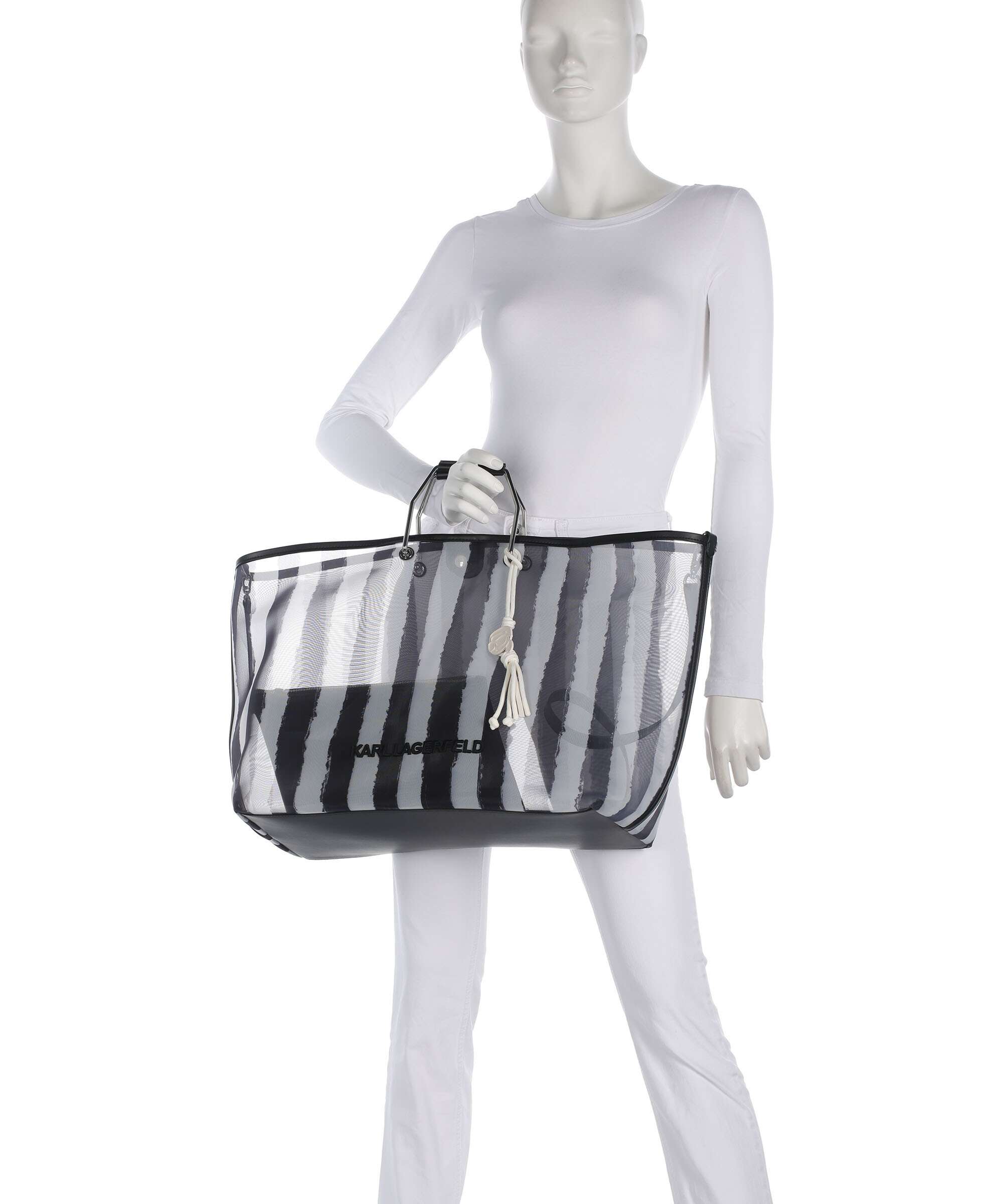 Karl Lagerfeld Ikon XXL Handbag black stripes