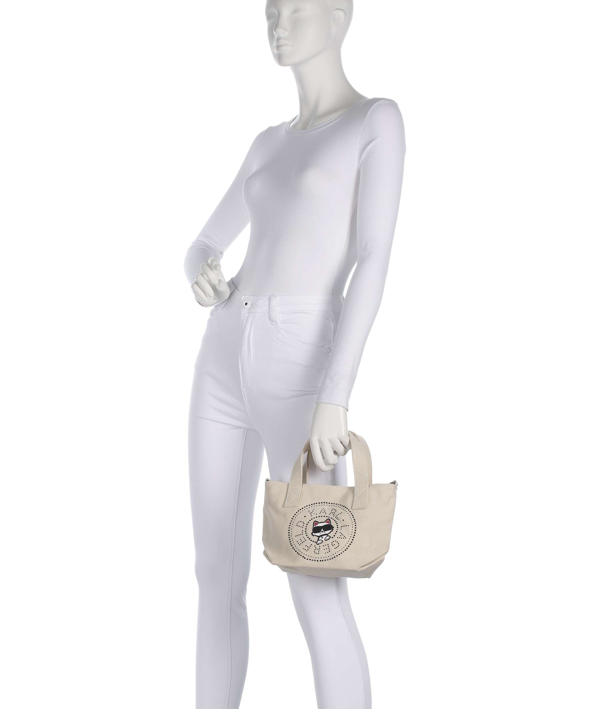 Karl Lagerfeld Ikon Circle Choupette Small Handbag off white